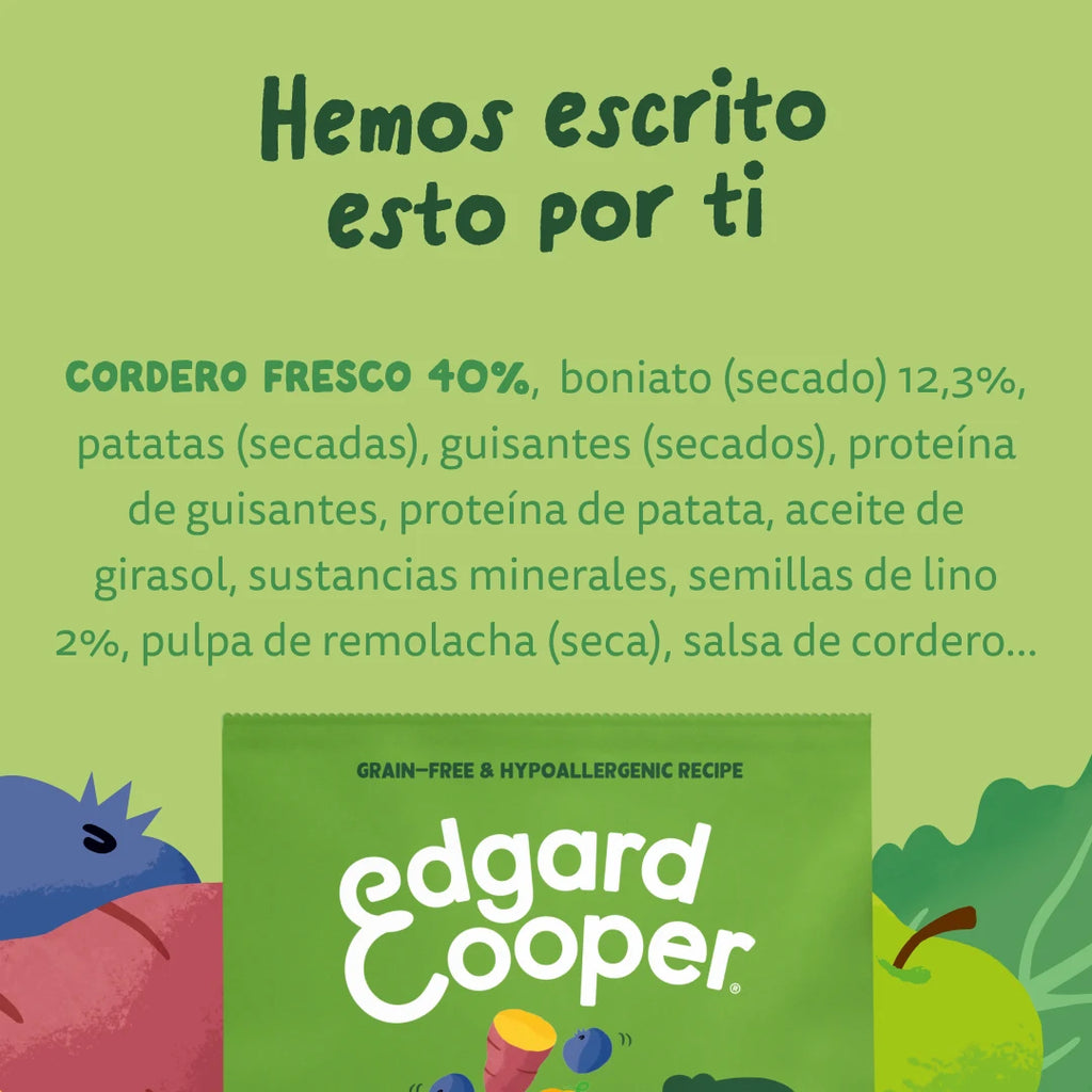 Pienso Edgard&Cooper Cordero fresco sin cereales 2,5kg