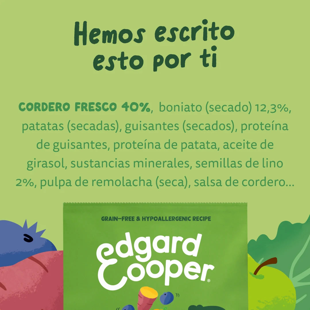 Pienso Edgard&Cooper Cordero fresco sin cereales 2,5kg