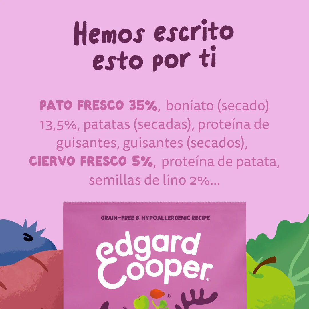 Pienso Edgard&Cooper Venado y pato frescos sin cereales 2,5kg