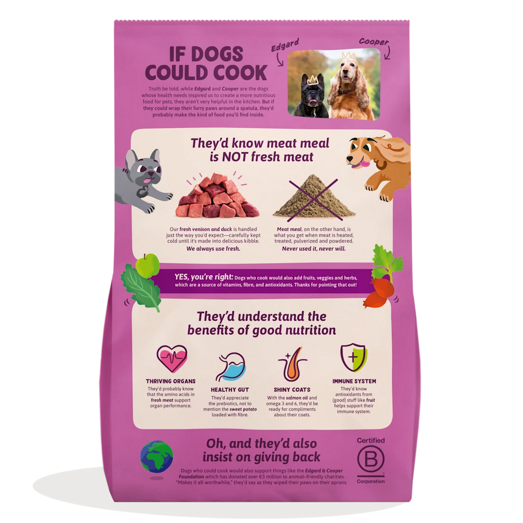 Pienso Edgard&Cooper Venado y pato frescos sin cereales 2,5kg
