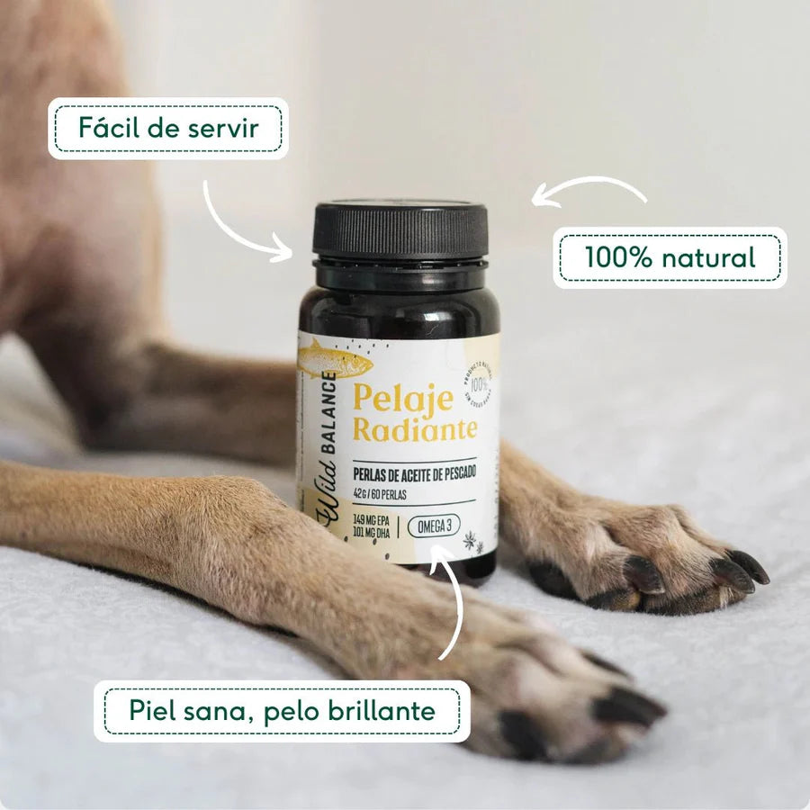 PELAJE RADIANTE Cápsulas Omega 3 de aceite de pescado Wild Balance