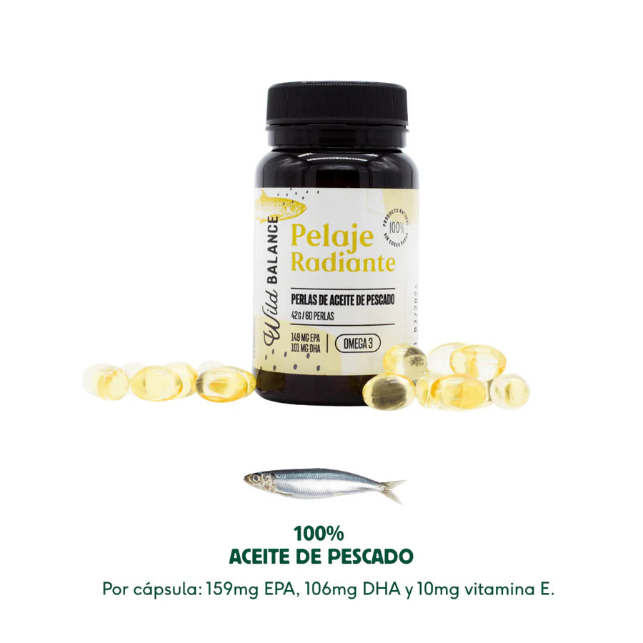 PELAJE RADIANTE Cápsulas Omega 3 de aceite de pescado Wild Balance