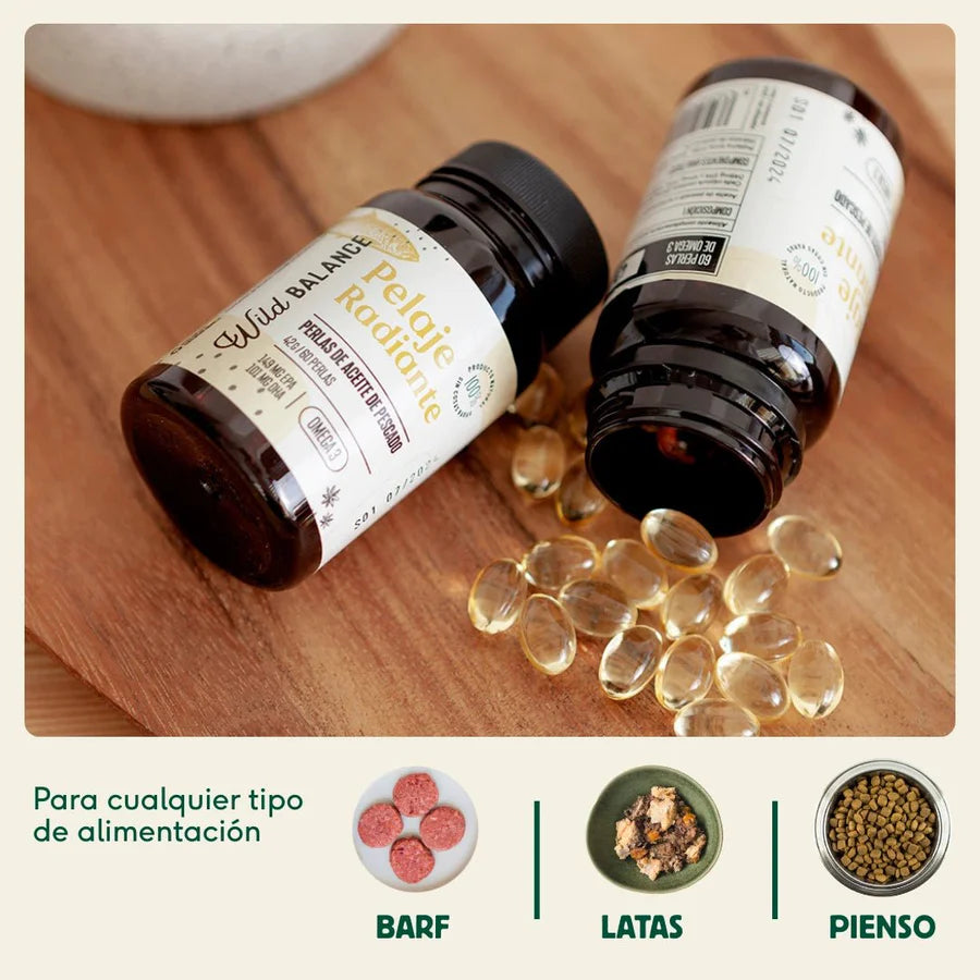PELAJE RADIANTE Cápsulas Omega 3 de aceite de pescado Wild Balance