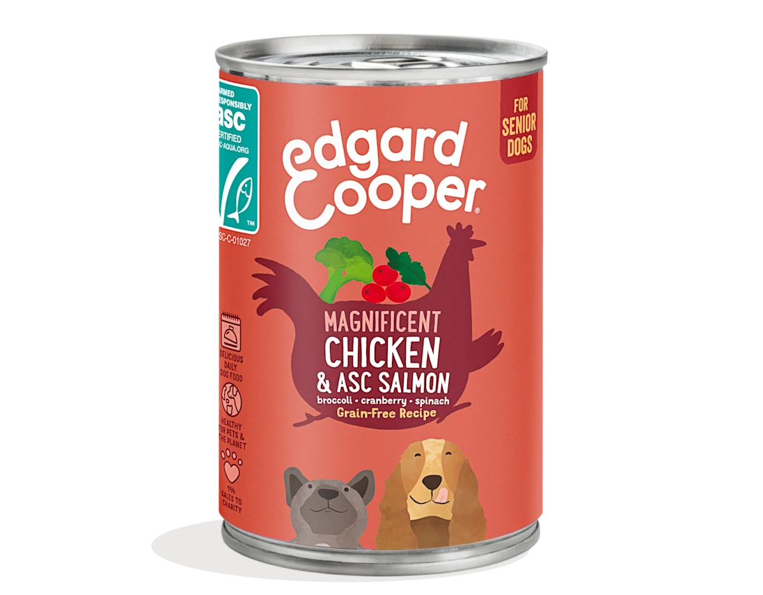 Lata Edgard&Cooper Pollo y Salmón ASC Sénior 400gr