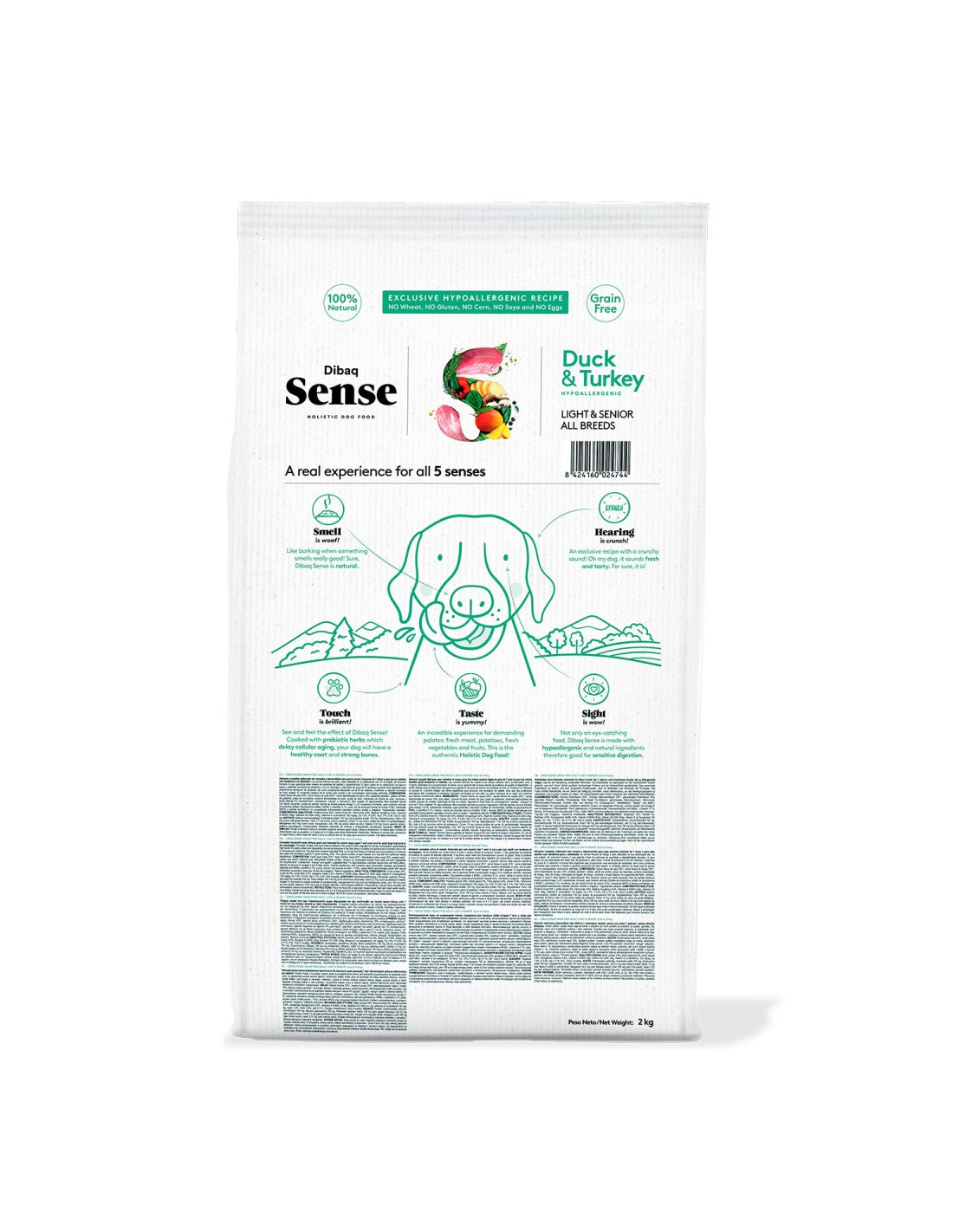 Dibaq Sense Grain Free Pato y Pavo Light o Senior 2kg